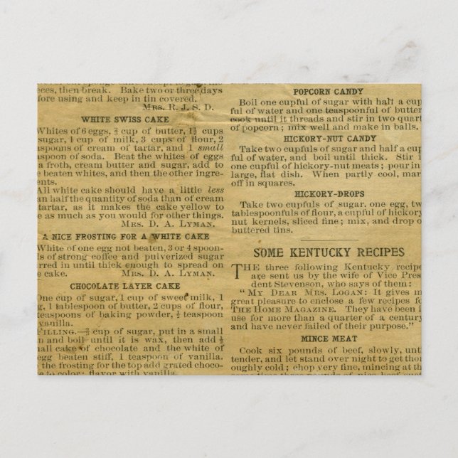 Postal Cartão de Receita Antiquado Kentucky (Frente)