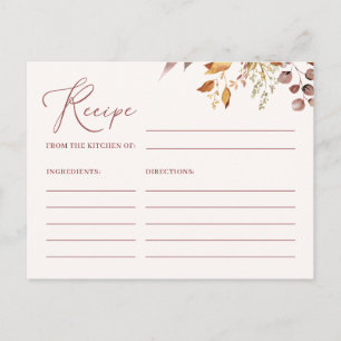 Postal Cartão de Receita Boho Autumn para a Noiva