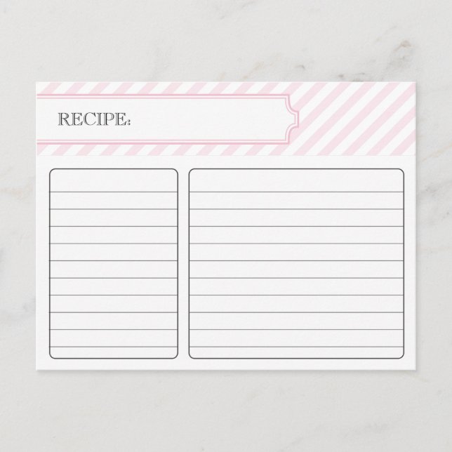Postal Cartão de Receita Bridal - Rosa (Frente)