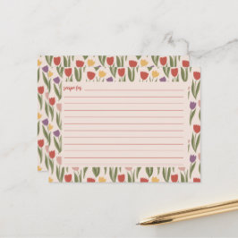 Postal Cartão de Receita Chá de Noiva Tulipas