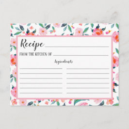 Postal Cartão de Receita com Padrão Floral Rosa