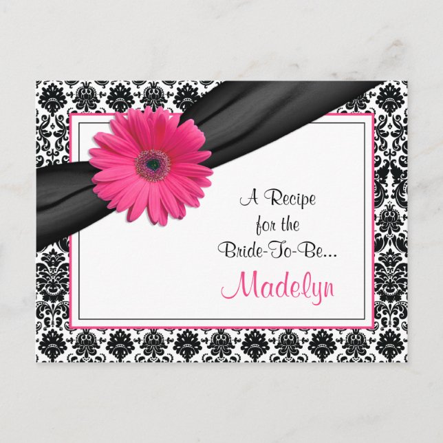 Postal Cartão de Receita Daisy Gerber Rosa Damask para a  (Frente)