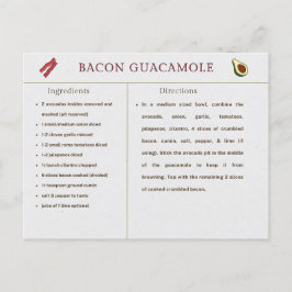 Postal Cartão de Receita de Ação de Graças Bacon Guacamol