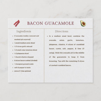 Postal Cartão de Receita de Ação de Graças com Guacamole