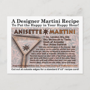 Postal Cartão de Receita de Anisette Martini
