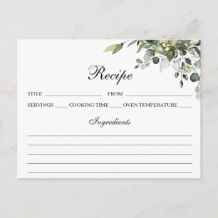 Postal Cartão de Receita de Aquarela Eucalyptus