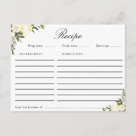 Postal cartão de receita de aquarela marfim floral