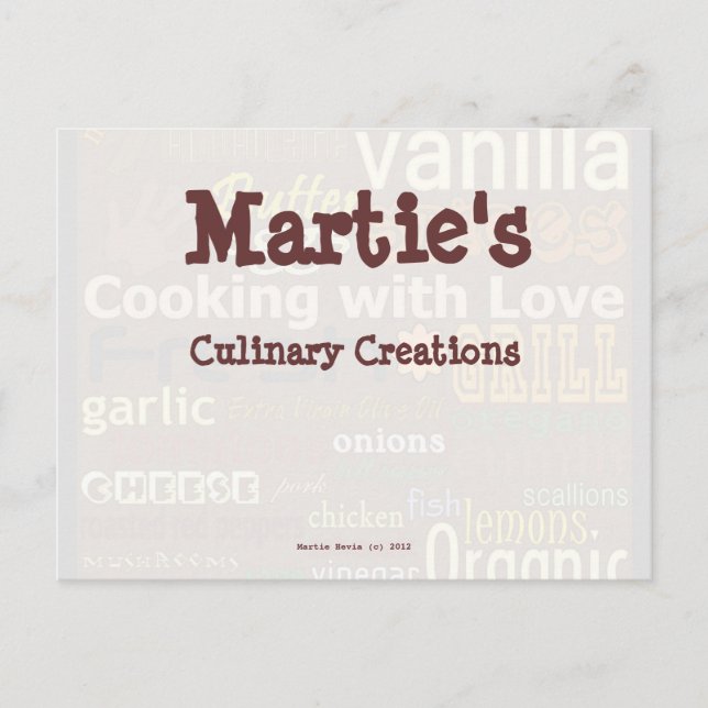Postal Cartão de Receita de Arte comida (Personalizar) (Frente)