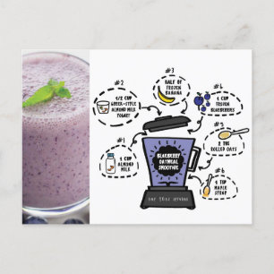 Postal Cartão de Receita de Aveia de Azeberry Smoothie
