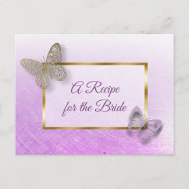 Postal Cartão de Receita de Casamento de Borboleta Dourad