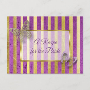 Postal Cartão de Receita de Casamento de Borboleta Roxa 