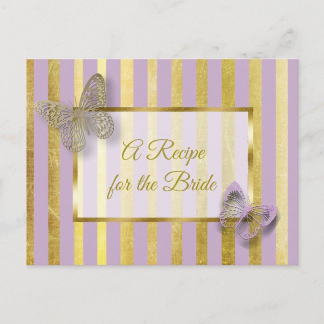 Postal Cartão de Receita de Casamento de Borboleta Roxa e (Frente)
