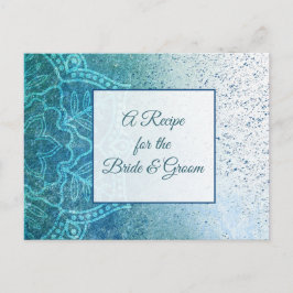 Postal Cartão de Receita de Casamento de Mandala Azul Tur