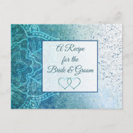 Postal Cartão de Receita de Casamento de Mandala Azul Tur