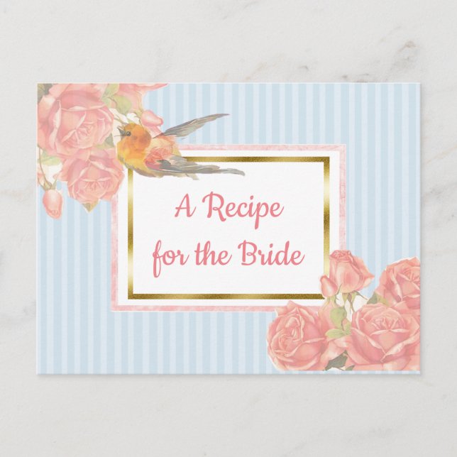 Postal Cartão de Receita de Casamento Floral de Pássaro P (Frente)