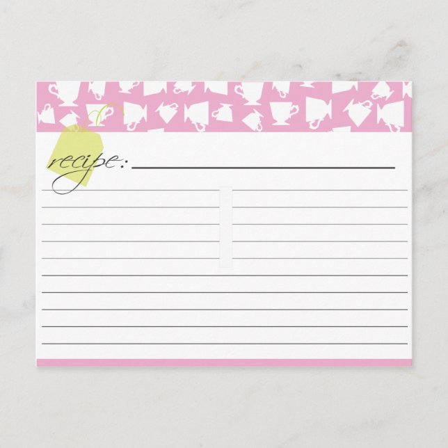 Postal Cartão de Receita de Chá Bridal (Frente)