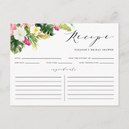 Postal Cartão de Receita de Chá de Flores Tropicais de Aq