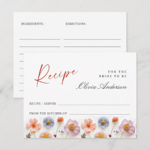 Postal Cartão de Receita de Chá de Noiva de Flor Silvestr