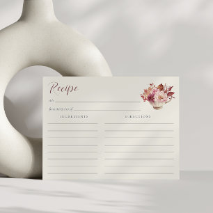 Postal Cartão de Receita de Chá de Noiva Floral de Outono