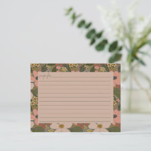Postal Cartão de Receita de Chá de Noiva Floral Elegante