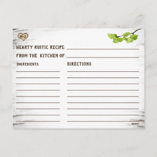 Postal Cartão de receita de chá de panela rústico do cora