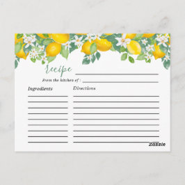 Postal Cartão de Receita de Chá de panela Tema Citrus Lem