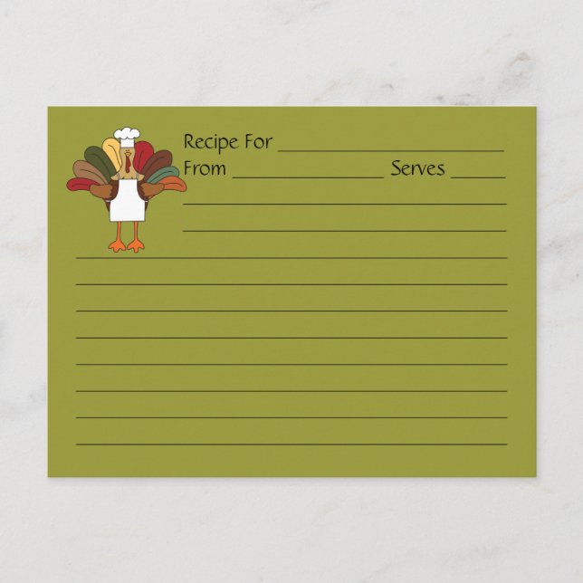 Postal Cartão de Receita de Chef Turco para Tucker Extra  (Frente)
