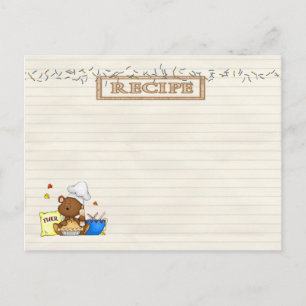Postal cartão de receita de chefe de ursinho