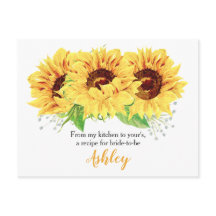 Cartão de Receita de Churrasco de Noiva com Girass