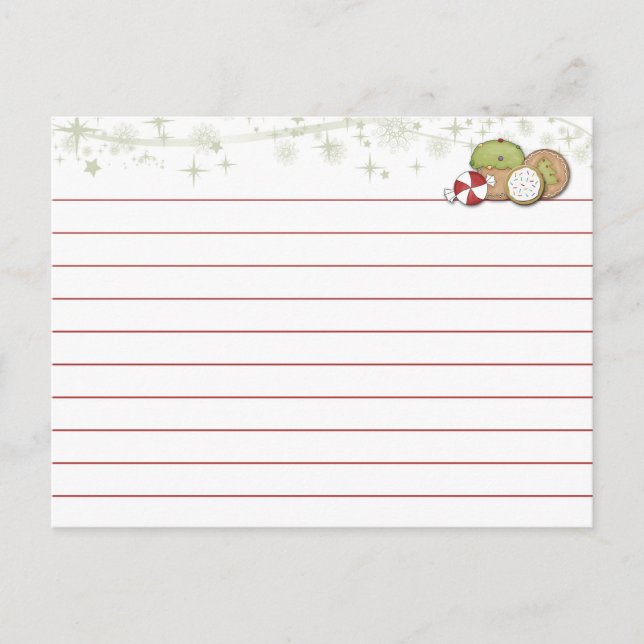 Postal Cartão de Receita de Cookie de Natal (Frente)