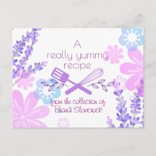Postal Cartão de receita de cozinha culinária com flores 