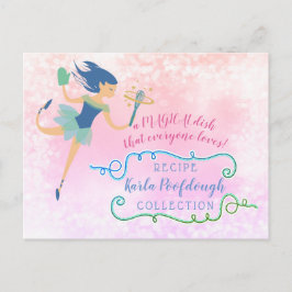 Postal cartão de receita de cozinhar mágico da fada da co
