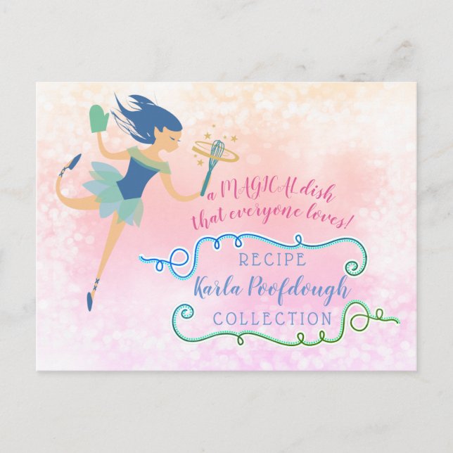 Postal cartão de receita de cozinhar mágico da fada da co (Frente)