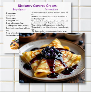 Postal Cartão de Receita de Crêpes Cobertas com Mirtilo