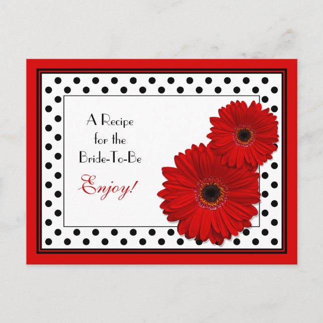 Postal Cartão de Receita de Daisy de Gerbera Vermelha par (Frente)