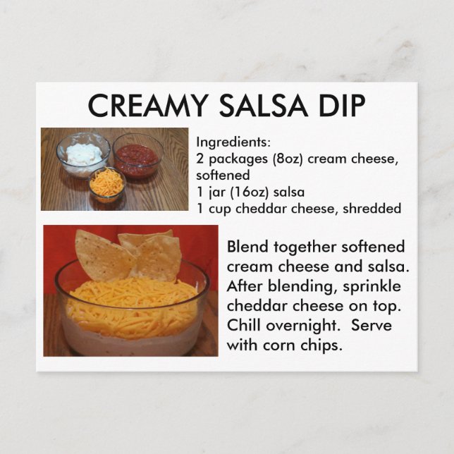 Postal Cartão de Receita de Dip Salsa Creamy (Frente)