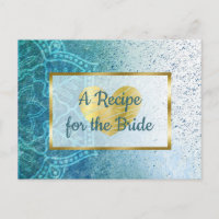 Cartão de Receita de Dourado e Mandala Azul