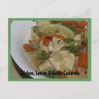 Postal Cartão de Receita de Frango, Limão e Casserole