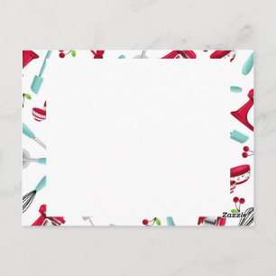 Postal Cartão de Receita de Gadget Aqua e Red Kitchen Sem