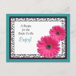 Postal Cartão de Receita de Gerbera Rosa com Azul Turques