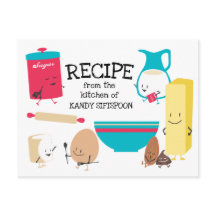 Cartão de receita de ingredientes de retro-cozimen