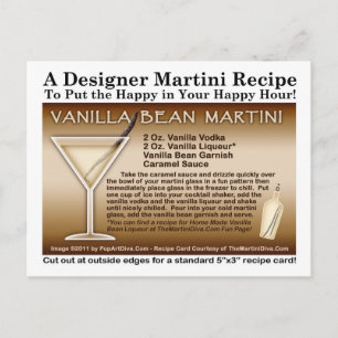Postal Cartão de Receita de Martini de Baunilha