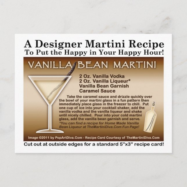 Postal Cartão de Receita de Martini de Baunilha (Frente)