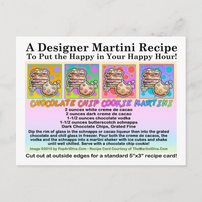Postal Cartão de Receita de Martini de Biscoito com Gotin (Frente)