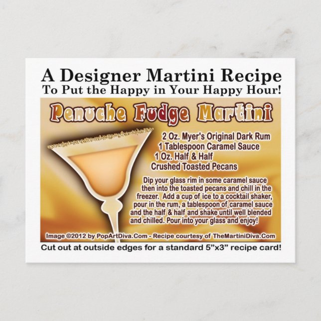 Postal Cartão de Receita de Martini de Fudge Penuche (Frente)