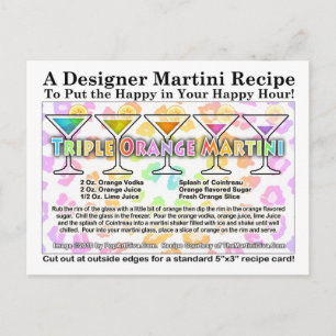 Postal Cartão de Receita de Martini de Laranja Tripla
