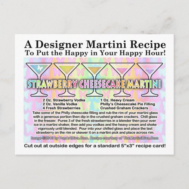 Postal Cartão de Receita de Morango Cheesecake Primavera  (Frente)