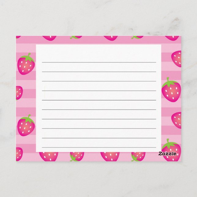 Postal Cartão de Receita de Morango Rosa (Verso)