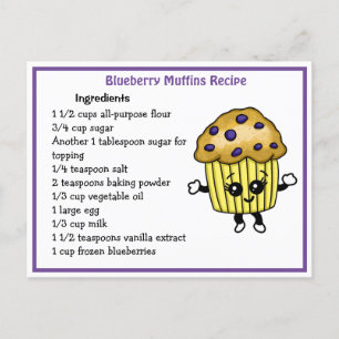 Postal Cartão de Receita de Muffins de Blueberry