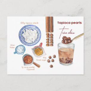 Postal Cartão de Receita de Pérolas de Boba